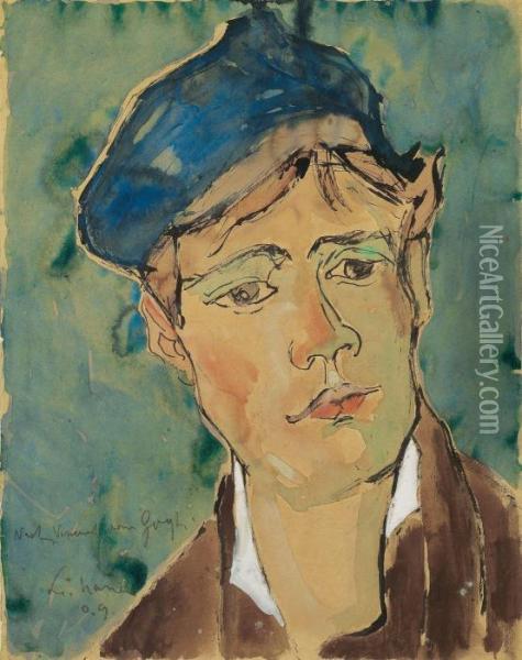 Junger Mann Mit Mutze (nach Vincent Van Gogh) Oil Painting - Heinrich Nauen