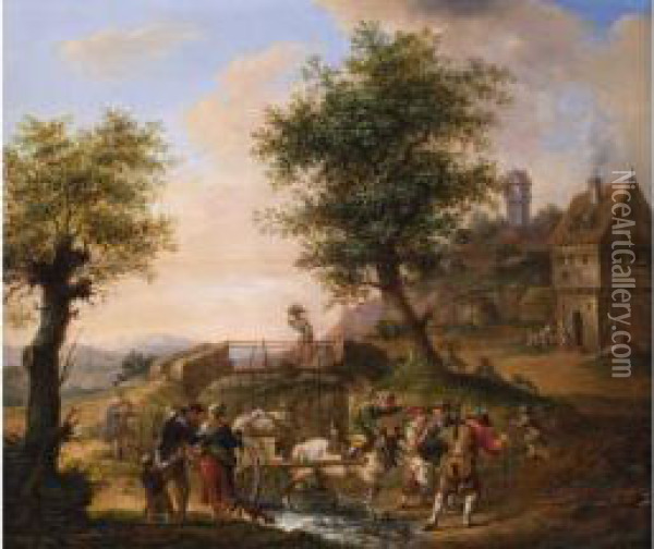 Wandermusikanten Auf Dem Weg Ins Oil Painting - Johann Ludwig Ernst Morgenstern