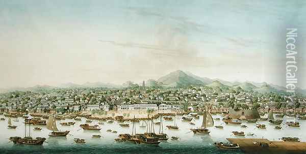 View of Canton, c.1800 Oil Painting - Anonymous Artist