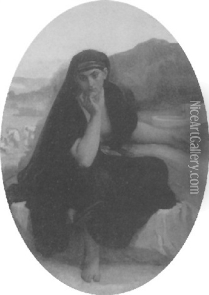 Arab Woman In A Landscape Oil Painting - Charles Zacharie Landelle