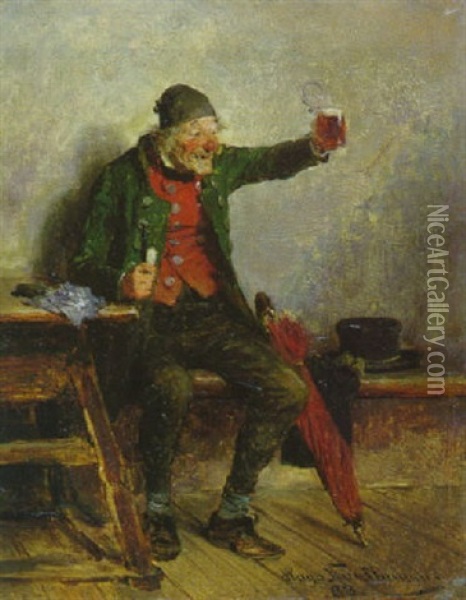 Gutes Bier! Oil Painting - Hugo Wilhelm Kauffmann