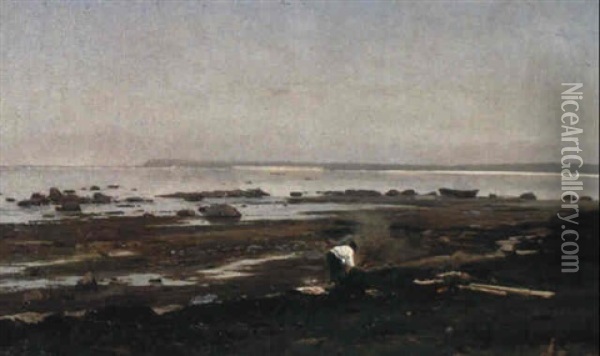 Down By The Seashore Oil Painting - Vladimir Donatovitch Orlovsky