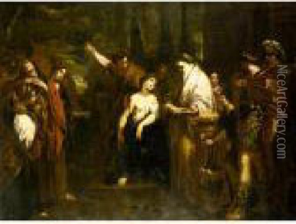 The Sacrifice Of Polyxena Oil Painting - Pietro Da Cortona (Barrettini)