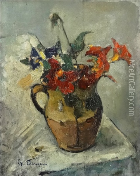 The Pot With Flowes Oil Painting - Gheorghe Petrascu