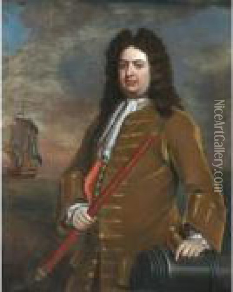 Portrait Of Admiral Sir Thomas Hardy (1666-1743) Oil Painting - Michael Dahl