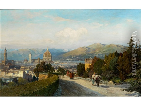 Blick Auf Florenz Von San Miniato Al Monte Aus Oil Painting - Theodor Groll