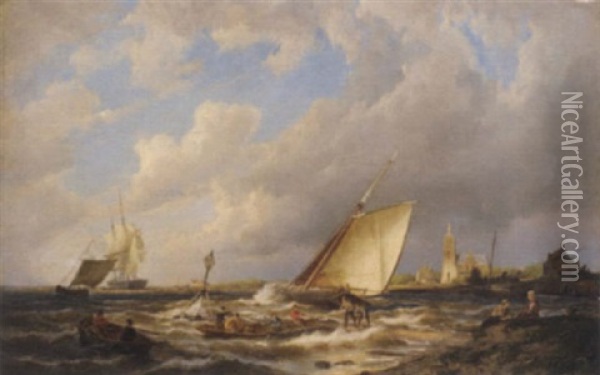 Maassluis, Holland Oil Painting - Pieter Cornelis Dommershuijzen