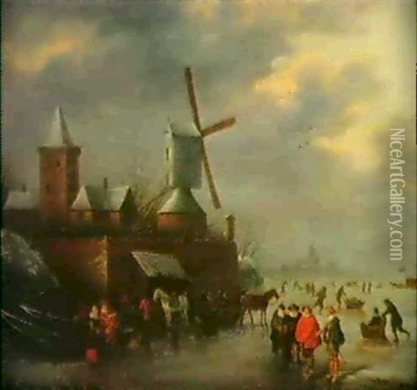 Eisvergnungen Oil Painting - Thomas Heeremans