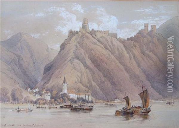 Steinberg And Libenstien On The Rhine Oil Painting - William Alfred Delamotte