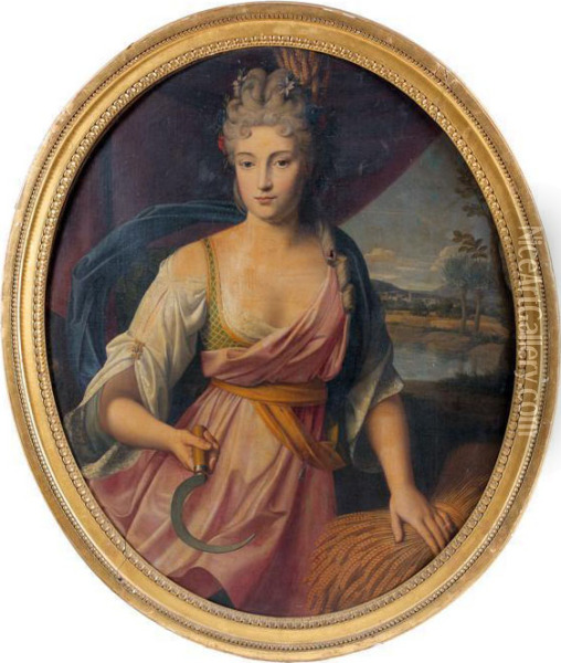 Portrait De Jeune Femme En Ceres Oil Painting - Nicolas Fouche