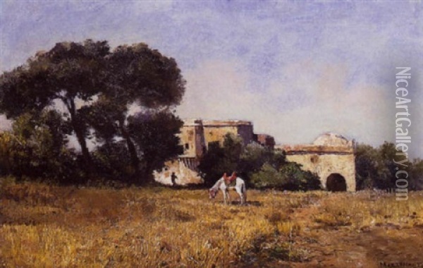 La Halte Du Cavalier Oil Painting - Tito Marzocchi de Belluci