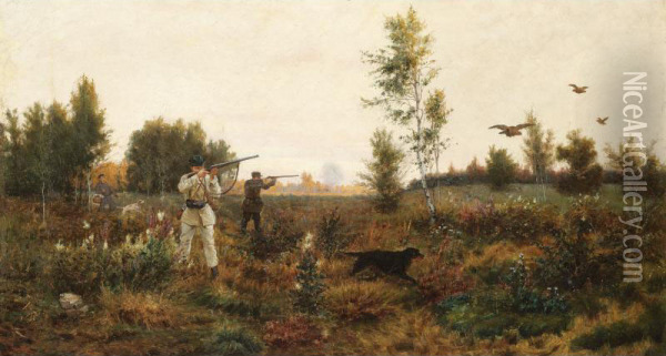 Hunting For Young Pheasant Oil Painting - Aleksej Danilovich Kivsenko
