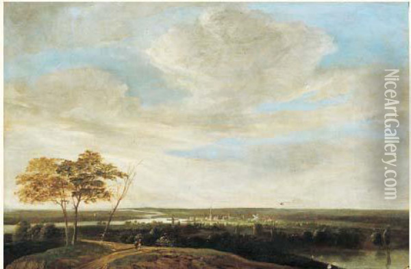 Paysage Panoramique Avec La Ville De Haarlem Oil Painting - Aert van der Neer