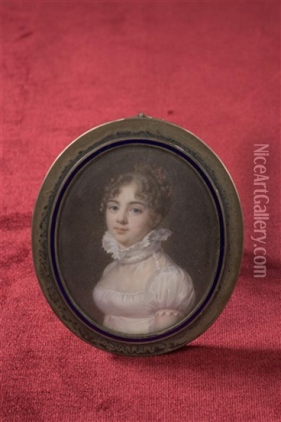 Portrait De Jeune Fille A La Robe Blanche Oil Painting - Daniel Saint