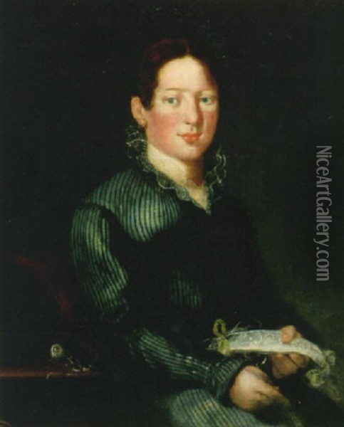 Portrat Einer Frau Mit Handarbeit Oil Painting - Joseph Reinhart