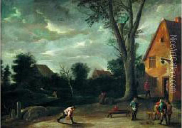 Les Joueurs De Boules Oil Painting - Abraham Teniers