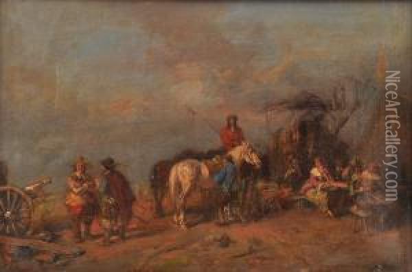 Encampment Oil Painting - Alfred Ritter von Malheim Friedlander