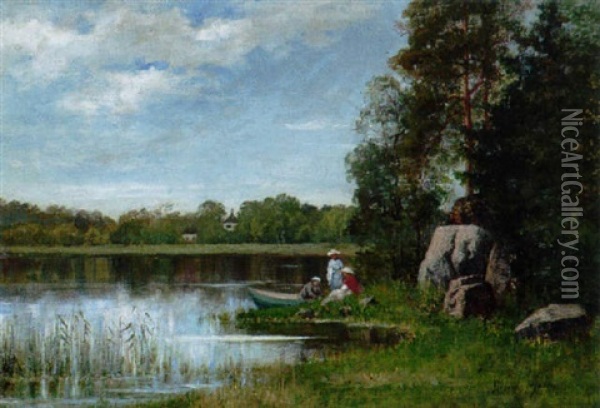 Insjolandskap Oil Painting - Fanny Elisabeth Wilhelmina Hjelm