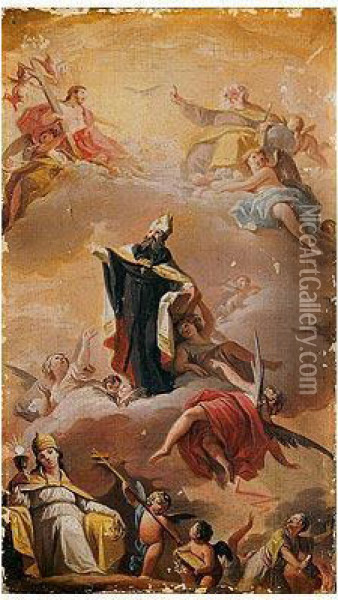 Triunfo De San Agustin Oil Painting - Zacarias Gonzalez Velazquez