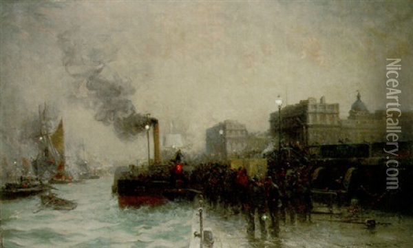 The Last Boat From Greenwich Oil Painting - Edmund Aubrey Hunt