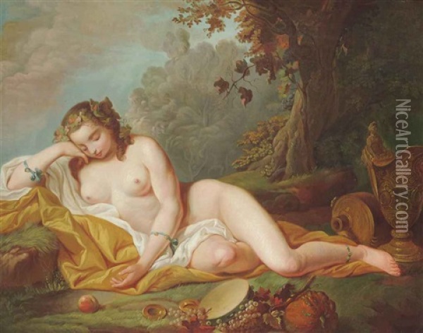 A Bacchanalian Maiden Oil Painting - Francois Lemoyne