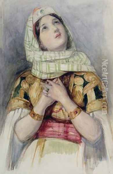 A Young Lady in Turkish Dress Oil Painting - John Frederick Lewis