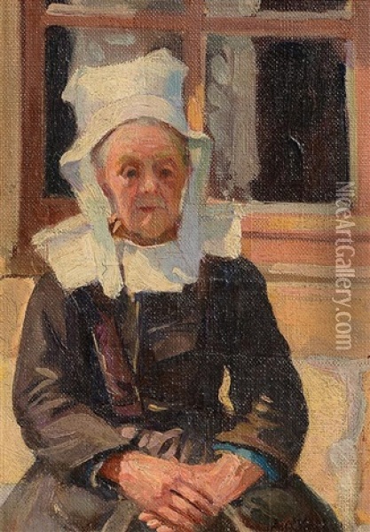Breton Woman Oil Painting - Aloysius C. O'Kelly