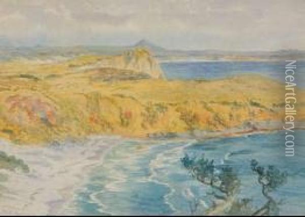 Cornwall Coastal Study Oil Painting - Margaret Olrog Stoddart