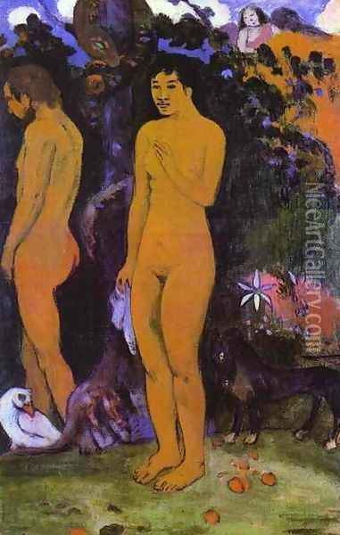 Adam and Eve Oil Painting - Jules Trayer