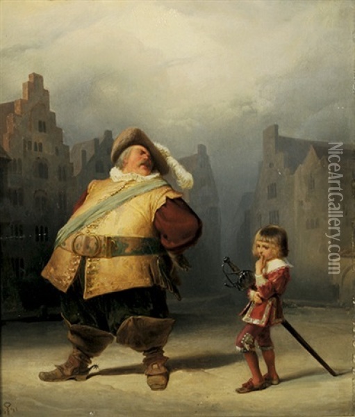 Falstaff Und Sein Page Oil Painting - Adolf Schroedter