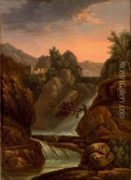 Vue De Cascade Oil Painting - Jean-Antoine Constantin d'Aix