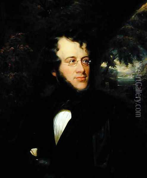Portrait of Charles Fenno Hoffman 1806-84, 1843 Oil Painting - Cephas Giovanni Thompson