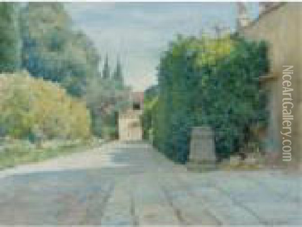 Villa In Florence Oil Painting - William Merritt Chase
