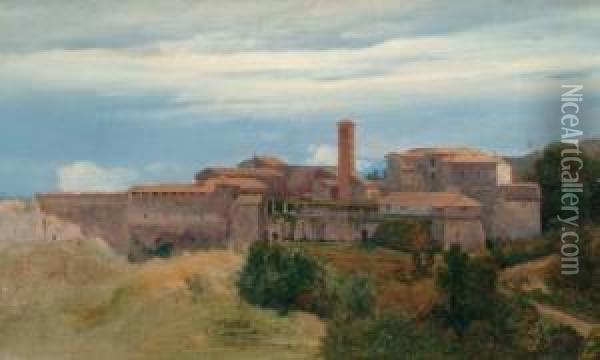 Monastere De Grotta-ferrata (au Sud De Rome) Oil Painting - Andre Giroux