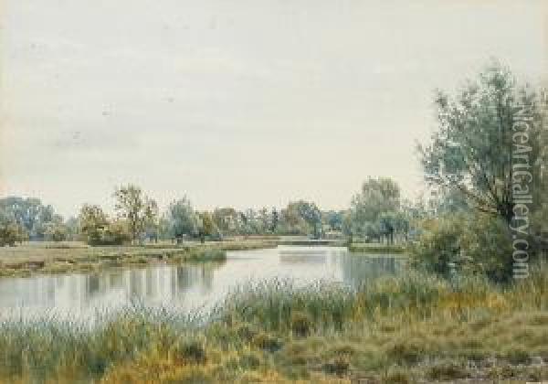 River Landscape In Summer Oil Painting - William Fraser Garden