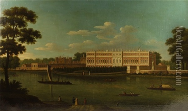 View Of Hampton Court Palace Oil Painting - Joseph Nichols