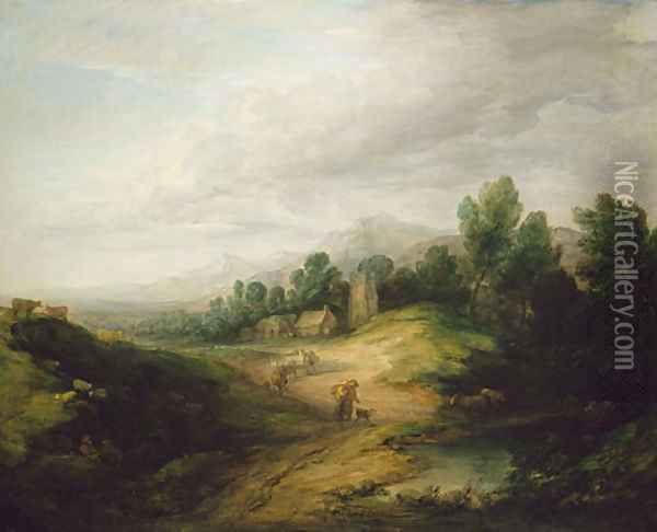 Wooded Upland Landscape probably 1783 Oil Painting - Thomas Gainsborough