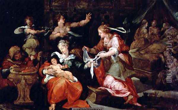 The Birth of the Virgin Oil Painting - Giorgio Vasari