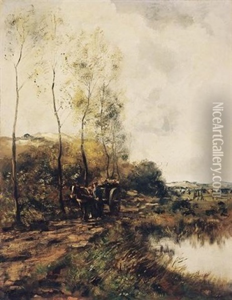 Farmer And Horse With Laden Cart Oil Painting - Willem George Frederik Jansen