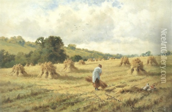In The Fields Oil Painting - Henry H. Parker