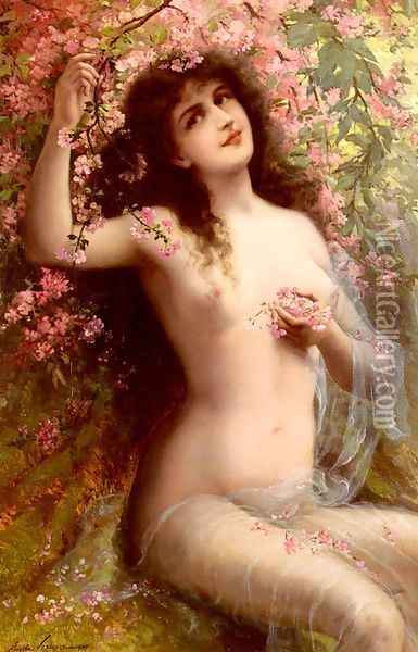 Among The Blossoms Oil Painting - Emile Vernon