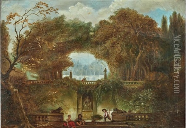 Paysage Imaginaire De La Villa Borghese Oil Painting - Hubert Robert