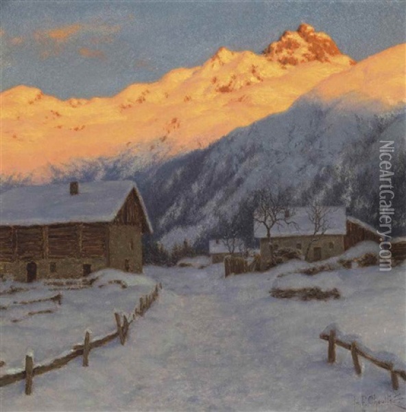 Evening On The Mountain, Haute-savoie Oil Painting - Ivan Fedorovich Choultse