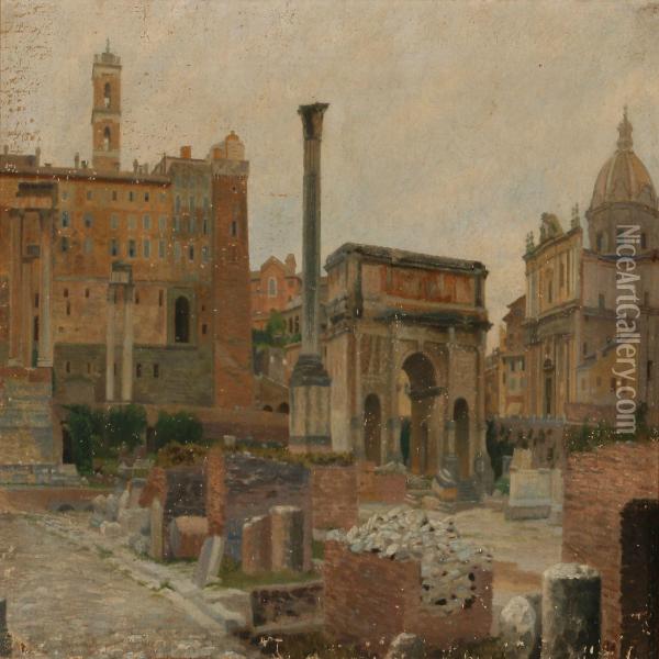 View From Forum Romanum In Rome Oil Painting - Heinrich Hansen