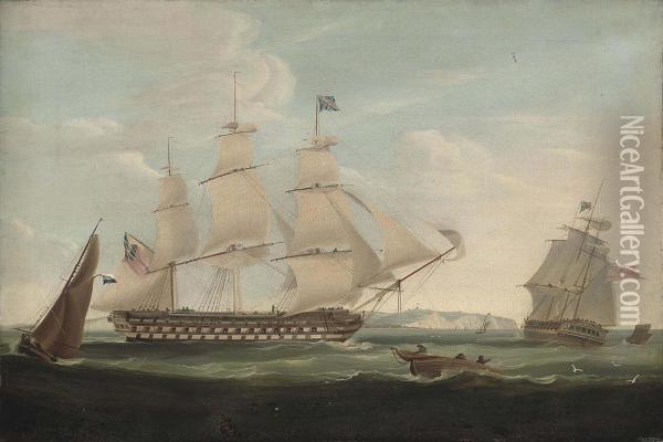 Lowther Castle 
 In Two Positions In The Channel Off Dover Oil Painting - William Huggins