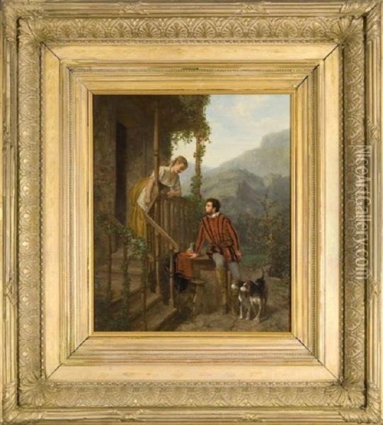 Courting Scene Oil Painting - Alfred Alboy-Rebouet