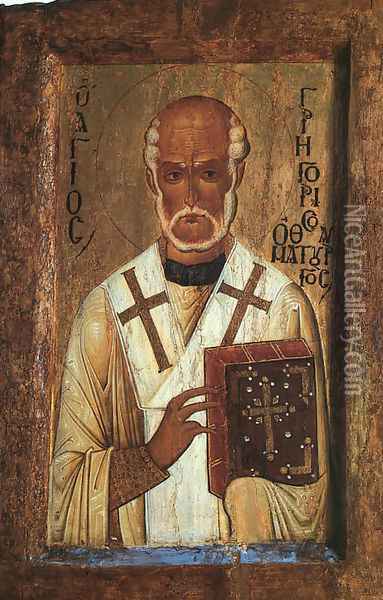 Icon of Saint Grigorii the Miracle-Worker (12th century) Oil Painting - Byzantine Unknown Master
