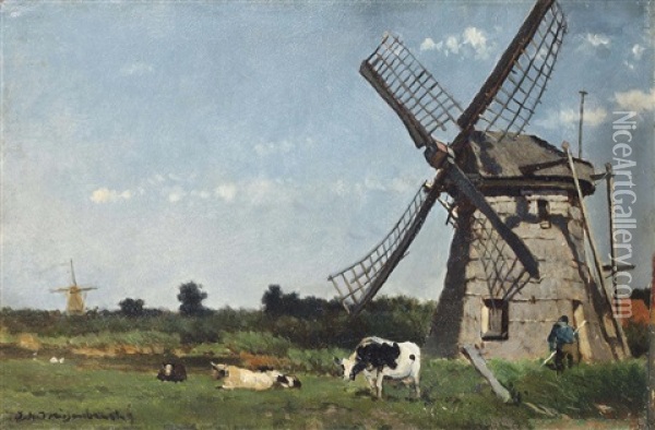 The Mill Oil Painting - Jan Hendrik Weissenbruch