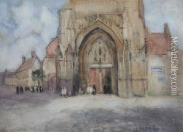 A French Cathedral Oil Painting - Emily Murray Paterson