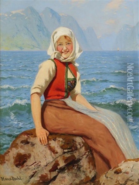 I Godt Humor, Balestrand, Sogn Oil Painting - Hans Dahl